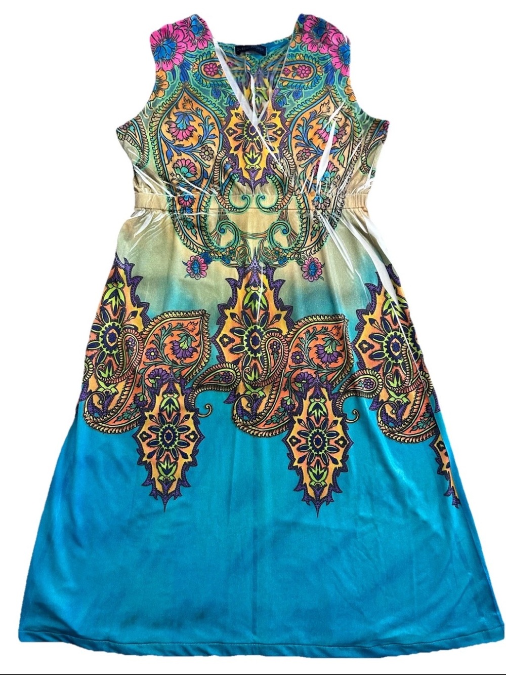 Boston Proper Summer Dress Womens Medium Multicolor Boho Floral Abstract Maxi